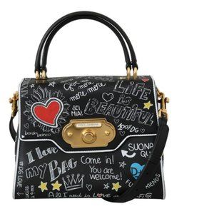 DOLCE & GABBANA Black Leather DG Heart Crossbody WELCOME Purse